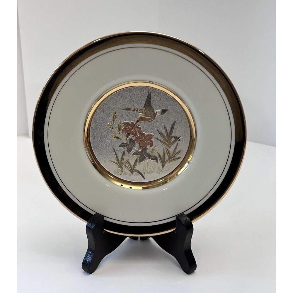 VINTAGE "CHOKIN ART COLLECTIBLE" Plate- Hummingbird and‎ Flowers- 6 1/2" Round